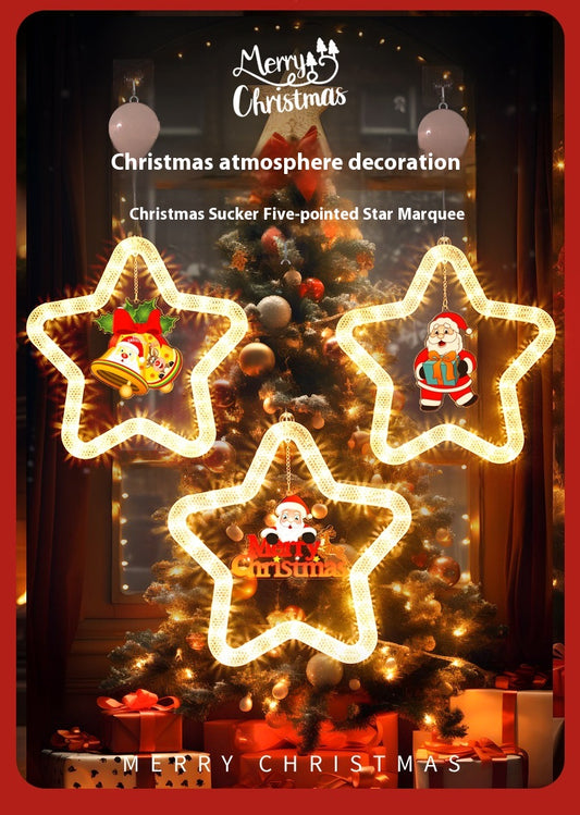 Battery-powered LED Christmas star window hanging light