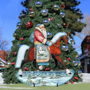 Horsey Santa Christmas Outdoor Yard Sign by G. DeBrekht - Christmas Santa Snowman Decor - 8151121F