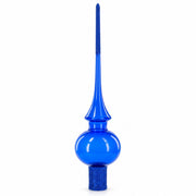 Translucent Blue Glass Christmas Tree Topper 11 Inches