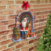 Santa's Surprise Visit Holiday Door Decor