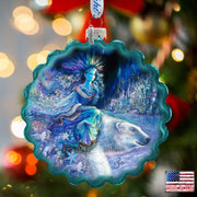 Polar Princess Wreath Glass Ornament by Josephine Wall - Wildlife Holiday Decor - 759-407-JW