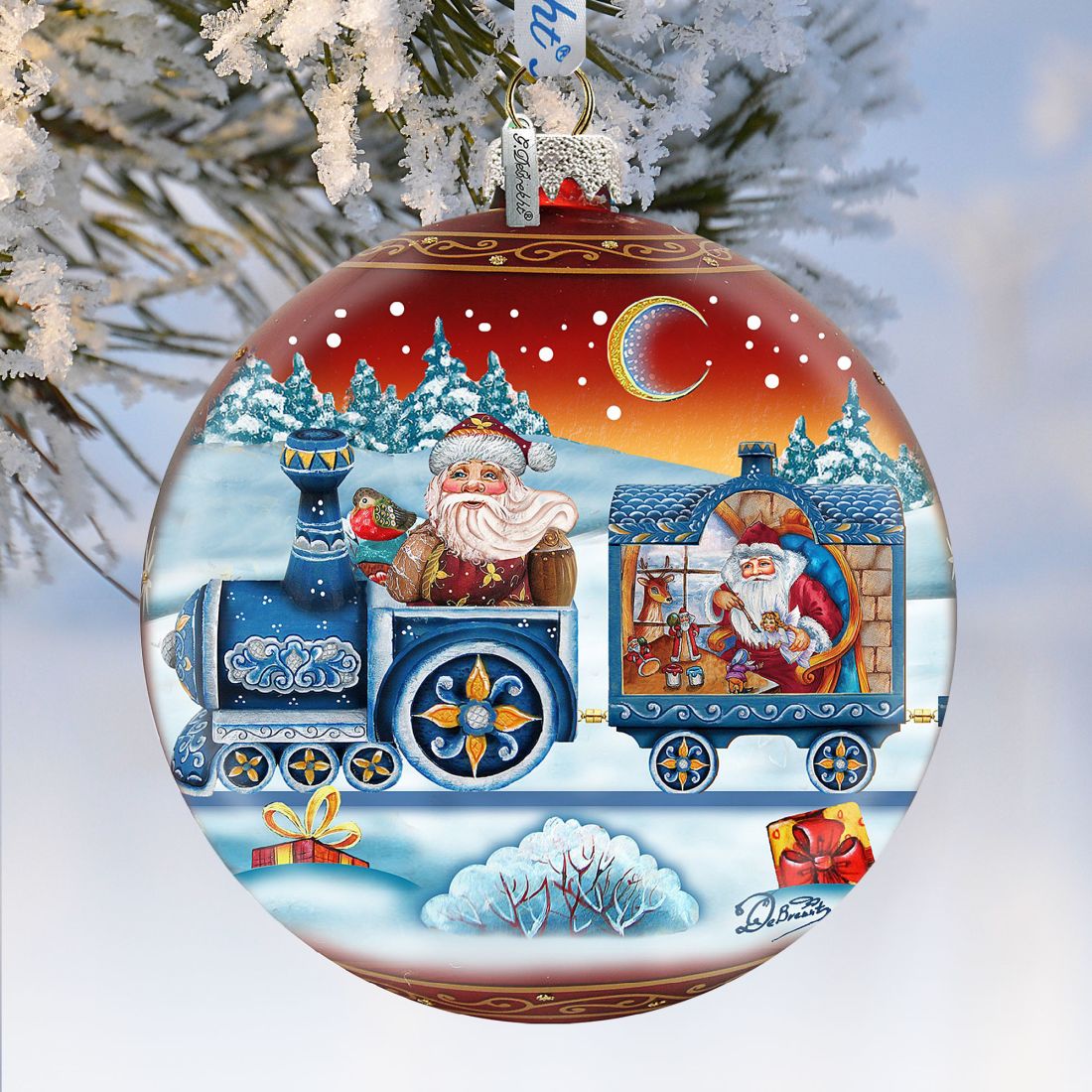 Express Train Ball Red Glass Ornament Limited Edition