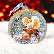 Guardian Angel Fawn Large Glass Ornament