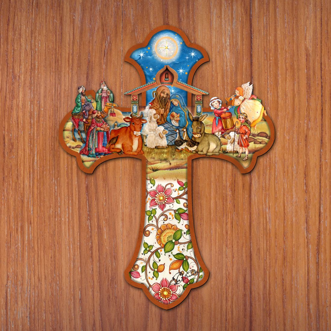 Nativity Cross Outdoor Decor by G. DeBrekht - Nativity Holiday Decor - 8191164F-XLG