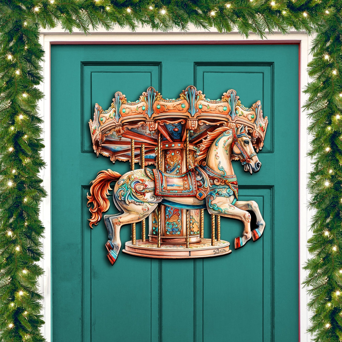 Carousel Horse Holiday Door Decor  by G. Debrekht - Christmas Decor - 8611027H