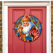 Santa with Clock Holiday Door Decor by G. Debrekht - Santa Snowman Decor - 8652818H