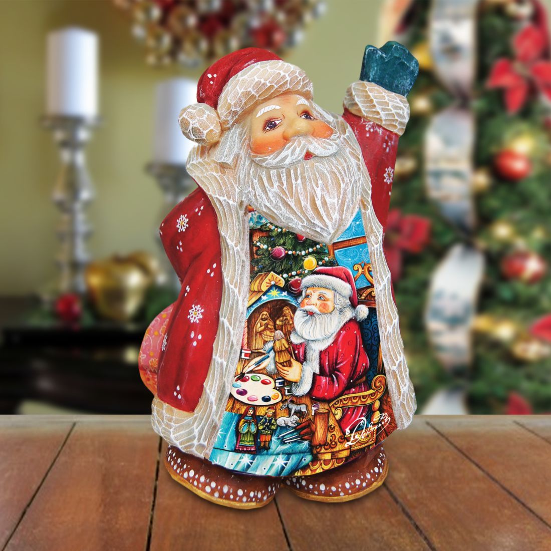 Nativity Workshop Santa Handcrafted Christmas Figurine - G. DeBrekht - Christmas Santa Snowman Decor - 5165122