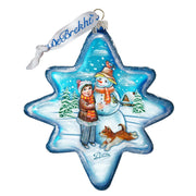 Build A Snowman North Star Glass Ornament