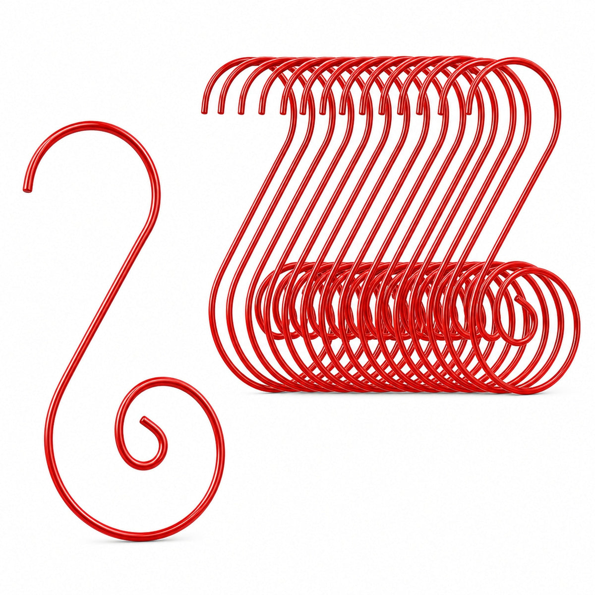 Set of 20 Red Metal Wire Spiral Christmas Ornaments Hooks Hangers S-Shaped 1.96 Inches