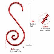 Set of 20 Red Metal Wire Spiral Christmas Ornaments Hooks Hangers S-Shaped 1.96 Inches