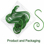 Set of 20 Red Metal Wire Spiral Christmas Ornaments Hooks Hangers S-Shaped 1.96 Inches