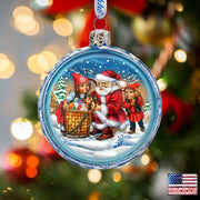 Christmas Glass Ornament Set of 3 by G. DeBrekht - Christmas Santa Snowman Decor - 73742-S3