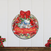 Merry Christmas Front Door Welcome Sign, Wooden Front Porch Decor by G. Debrekht Christmas Decor - 933121H