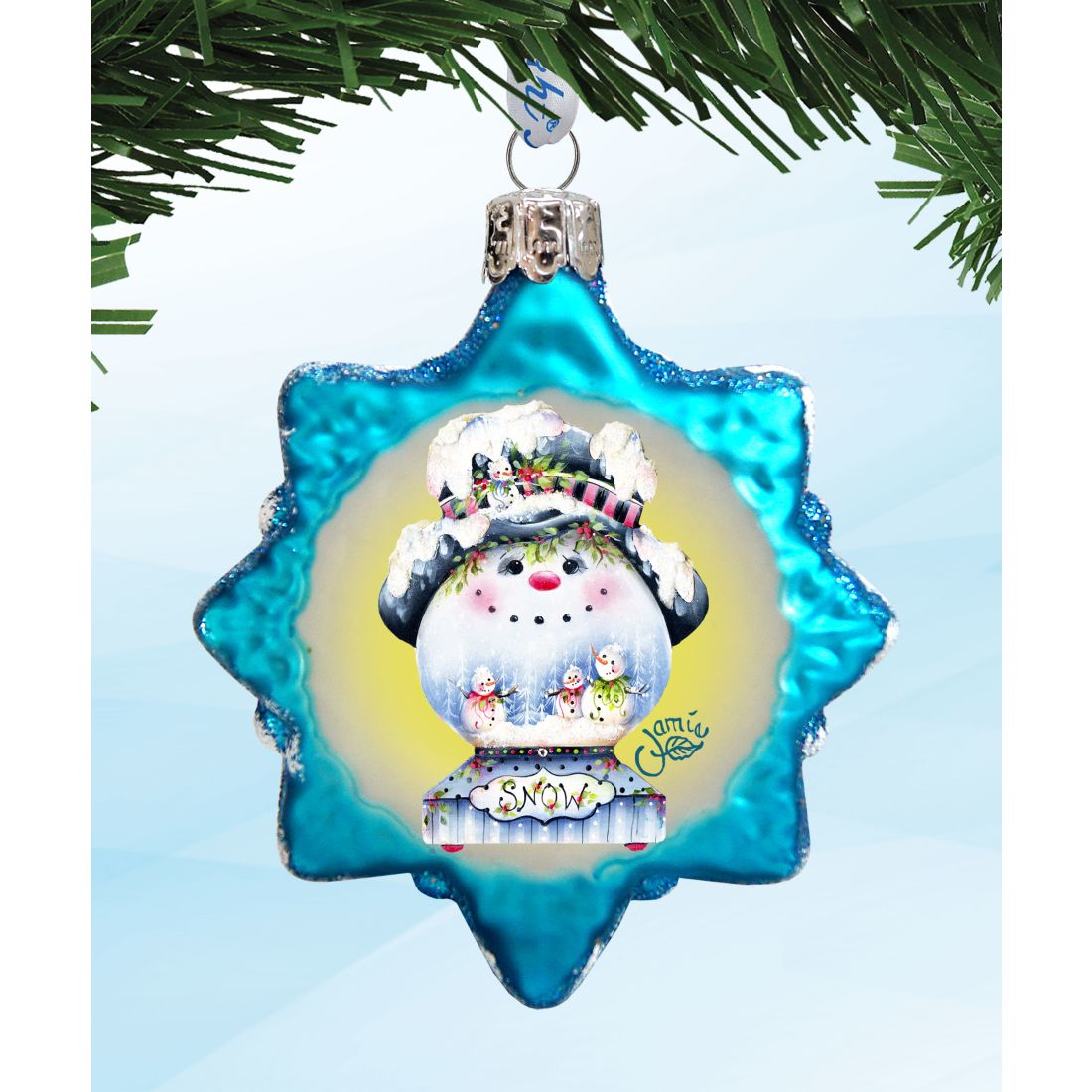 Holiday Snowman Mercury Glass Ornaments by Jamie Mills-Price - Christmas Decor - 770140S3-MP