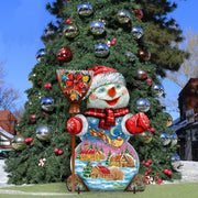 Santa in the Night Sky Snowman Christmas Outdoor Decor