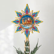 Santa on the Sleigh Star Tree Topper Wooden Decor
