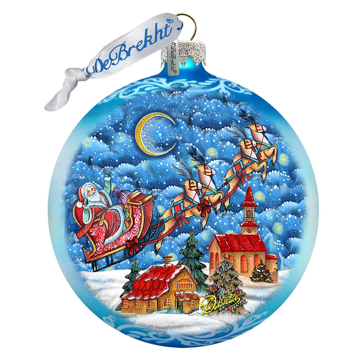 Sleighing in the Night Skies Glass Ornament Limited Edition