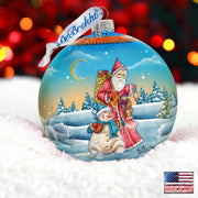 Winter Village Christmas Ball Glass Ornament Limited Edition by G. DeBrekht - Christmas Santa Snowman Decor - 73855