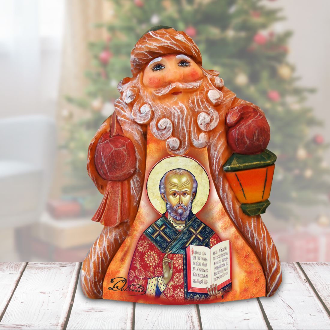 Tiny Tale Santa Saint Nick Handcrafted Christmas Figurine - G. DeBrekht - Christmas Santa Snowman Decor - 561615