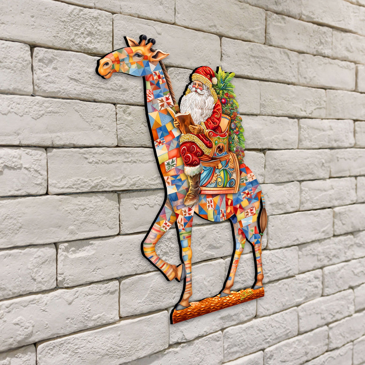 Santa's Giraffe Adventure Holiday Door Decor by G. Debrekht - Santa Snowman Decor - 8652803H