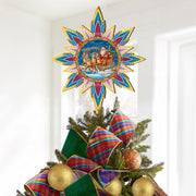 Santa on the Sleigh Star Tree Topper Wooden Decor