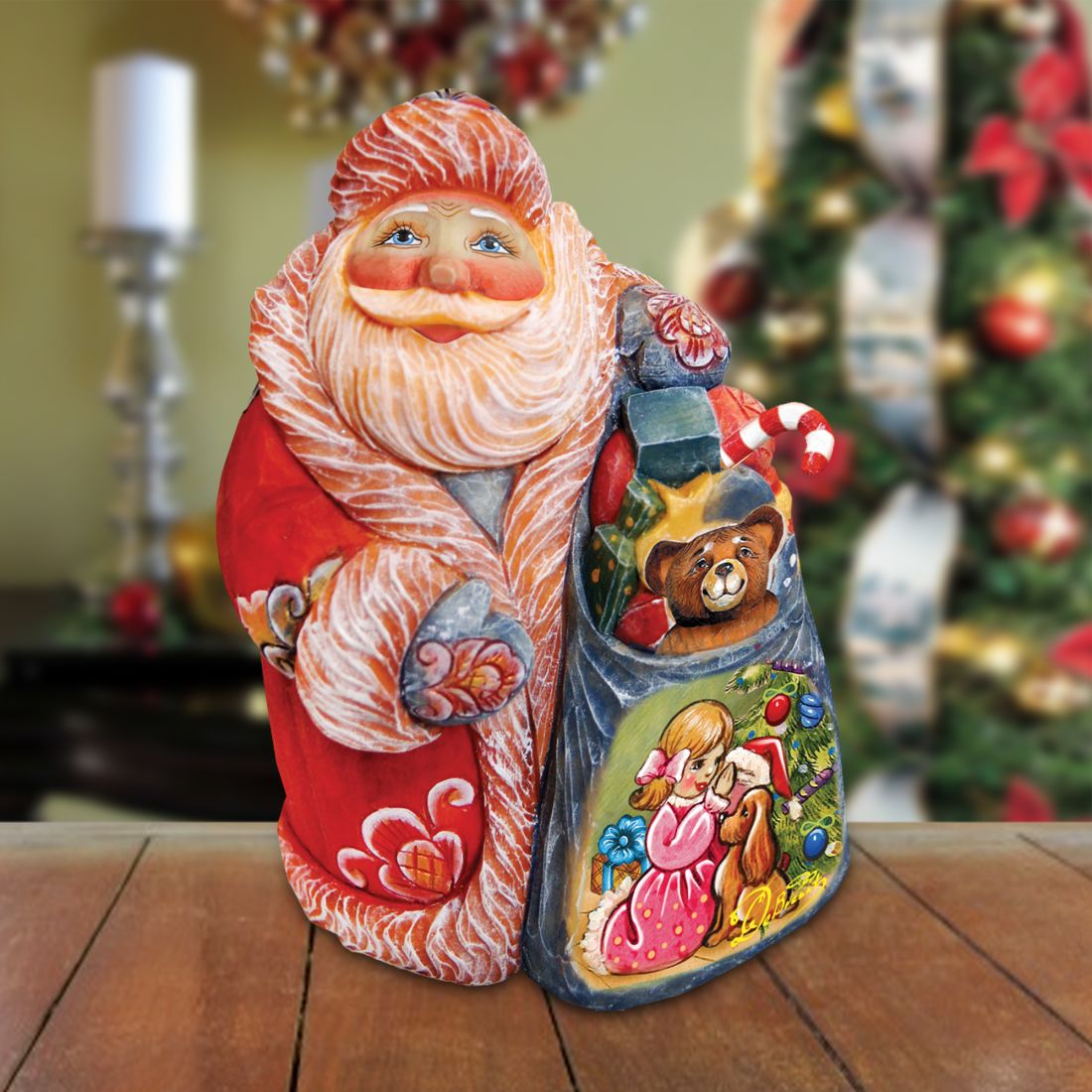 Secret Surprise Santa box Handcrafted Christmas Figurine