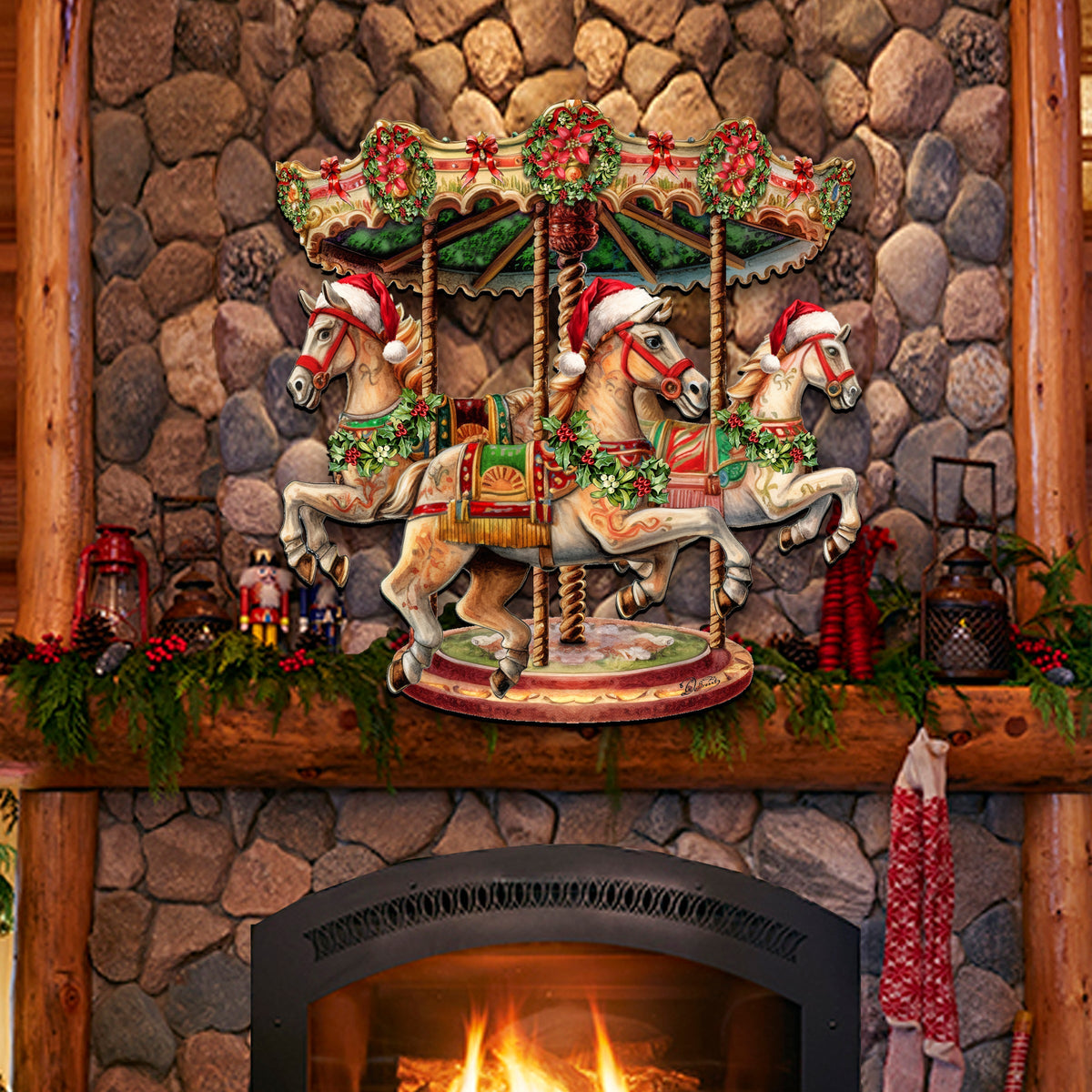 Christmas Carousel Holiday Door Decor  by G. Debrekht - Christmas Decor - 8611030H