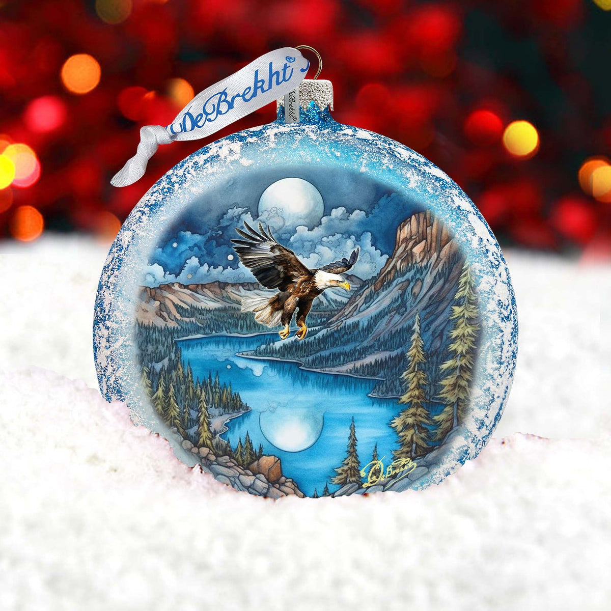 Flying Eagle Glass Ornament by G. DeBrekht - Wildlife Holiday Decor - 744-044