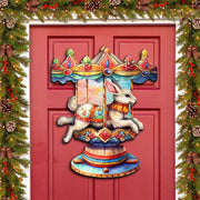 Carousel Bunny Holiday Door Decor  by G. Debrekht - Christmas Decor - 8611026H