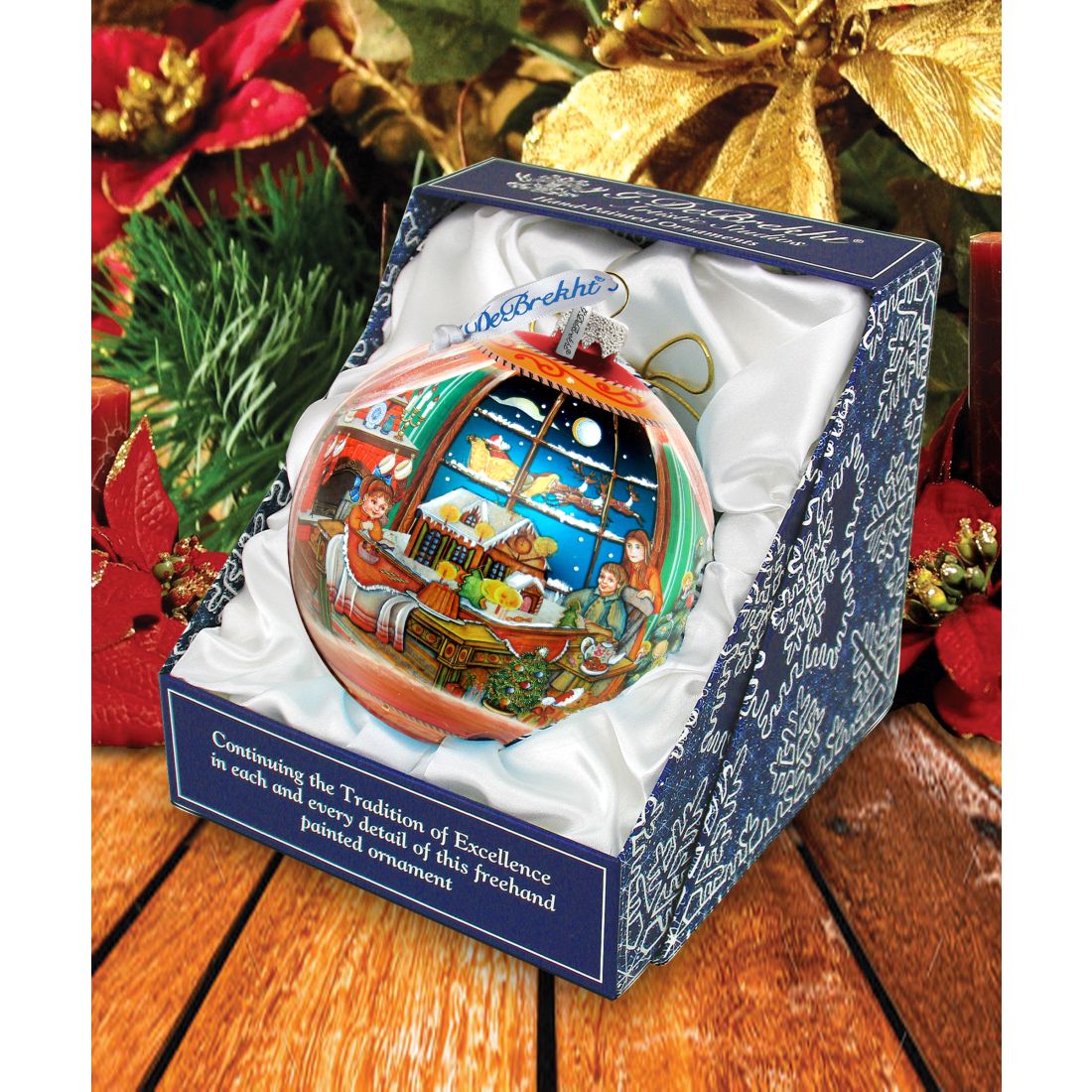 Christmas Arrival Up-Up and Away Glass Ornament Limited Edition by G. DeBrekht - Christmas Santa Snowman Decor - 73857