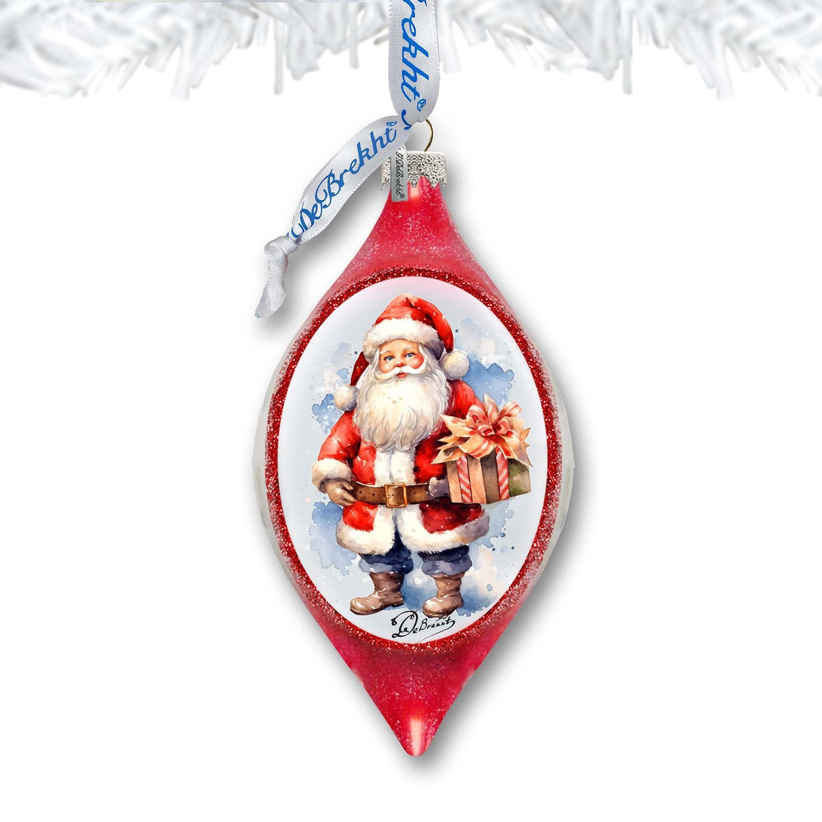 Magical Moments Santa Drop Glass Ornament by G. Debrekht - Christmas Santa Snowman Decor - 757-046