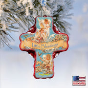 Little Blessings Icon Cross Glass Ornament