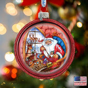 Santa Glass Ornament Set of 3