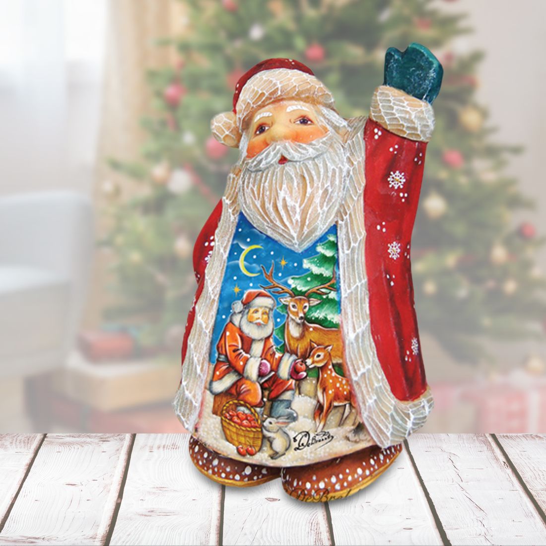 Deer Friend Santa Handcrafted Christmas Figurine