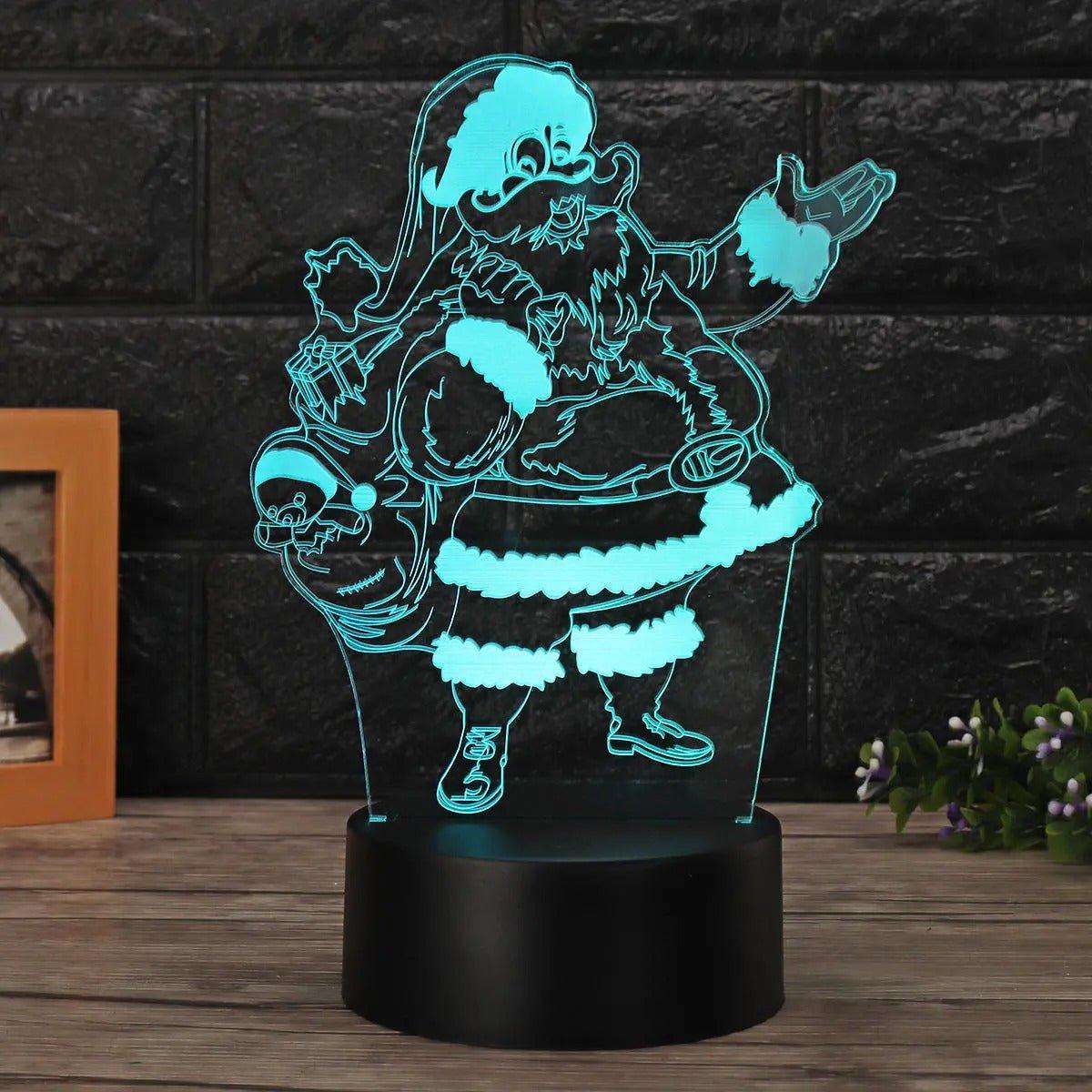 3D Santa Claus LED Color Changing Night Light - Remote Control, Bedside Lamp - Christmas Trees USA
