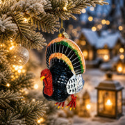 Gobbler Turkey for Thanksgiving and Holiday Decor Glass Christmas Ornament
