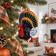 Gobbler Turkey for Thanksgiving and Holiday Decor Glass Christmas Ornament