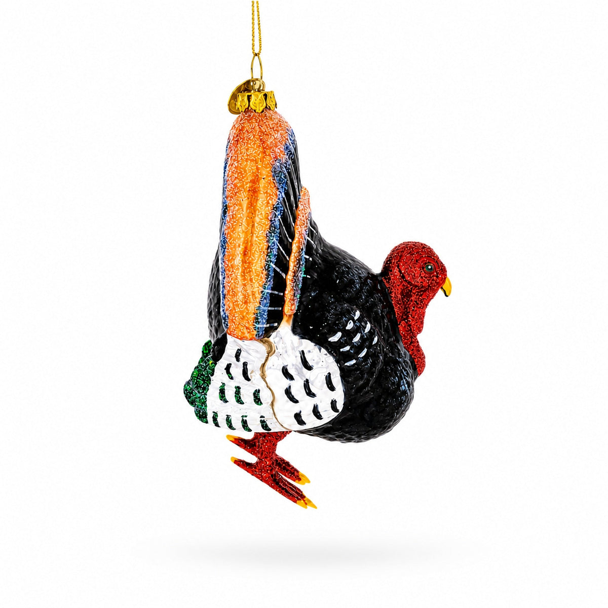 Gobbler Turkey for Thanksgiving and Holiday Decor Glass Christmas Ornament