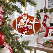Football Player Glass Christmas Ornament