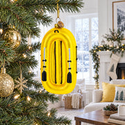 Sunny Yellow Rubber Boat Glass Christmas Ornament
