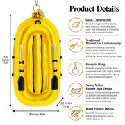 Sunny Yellow Rubber Boat Glass Christmas Ornament