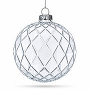 Set of 3 Clear Ribbed Sphere Glass Christmas Ornament 3.5 Inches
