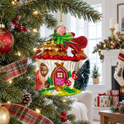 Fairy House Nestled in a Woodland Glade Glass Christmas Ornament