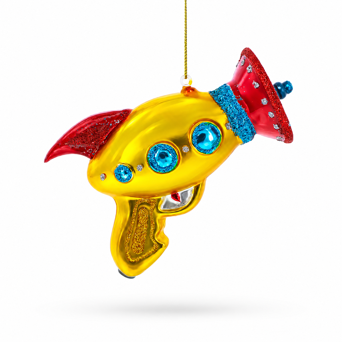 Futuristic Laser Gun Glass Christmas Ornament