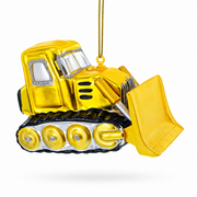 Bulldozer Glass Christmas Ornament