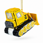 Bulldozer Glass Christmas Ornament