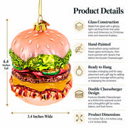 Double Cheeseburger Glass Christmas Ornament