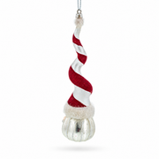 Santa with Quirky Twisted Hat Glass Christmas Ornament