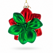 Exquisite Poinsettia Flower Glass Christmas Ornament