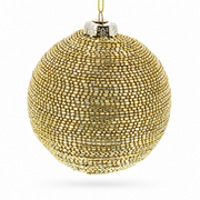 Beaded Gold Glass Ball -Glass Christmas Ornament